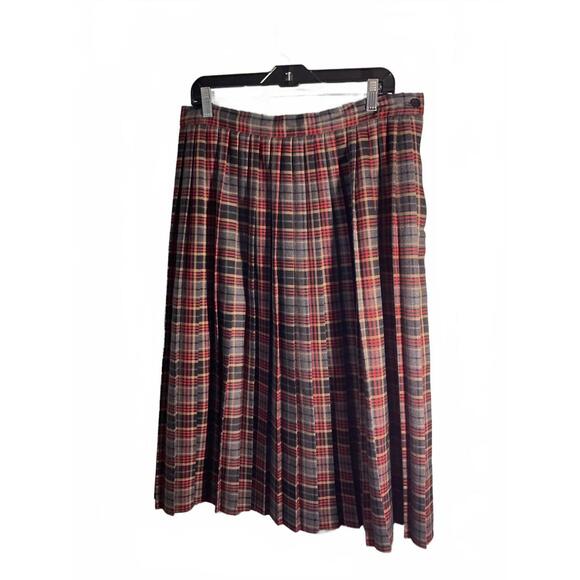 House Of Fraser Vintage Pleated Plaid Skirt Size 18 - Picture 2 of 7